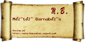Máté Barnabás névjegykártya